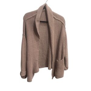 Free People pink neutral comfy cozy shawl fall oversized boho collar cardigan XS
